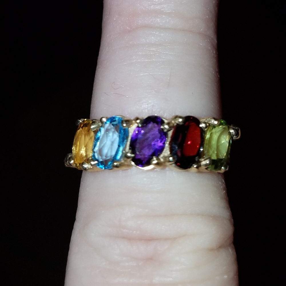 10K Gold Multi Gemstone Ring